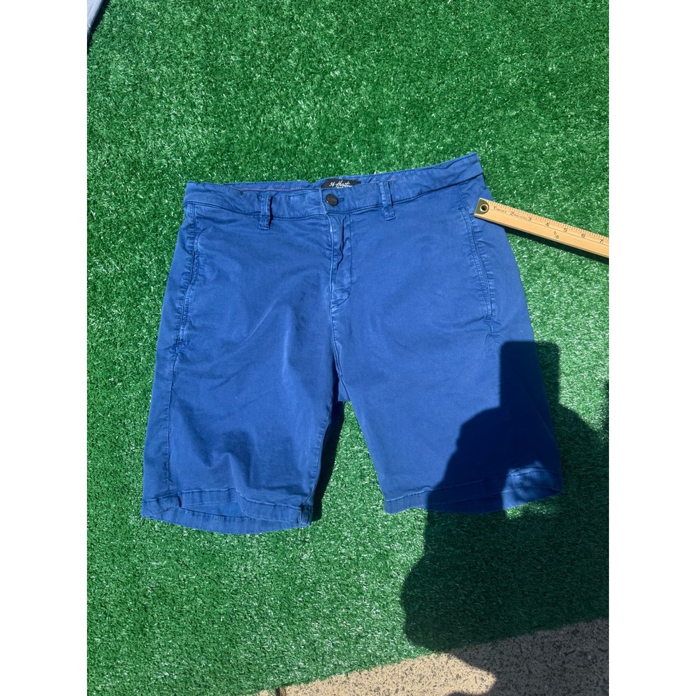 34 Heritage Mens Blue Chino Shorts Size 34 Cotton Tencel Stretch Flat Front
